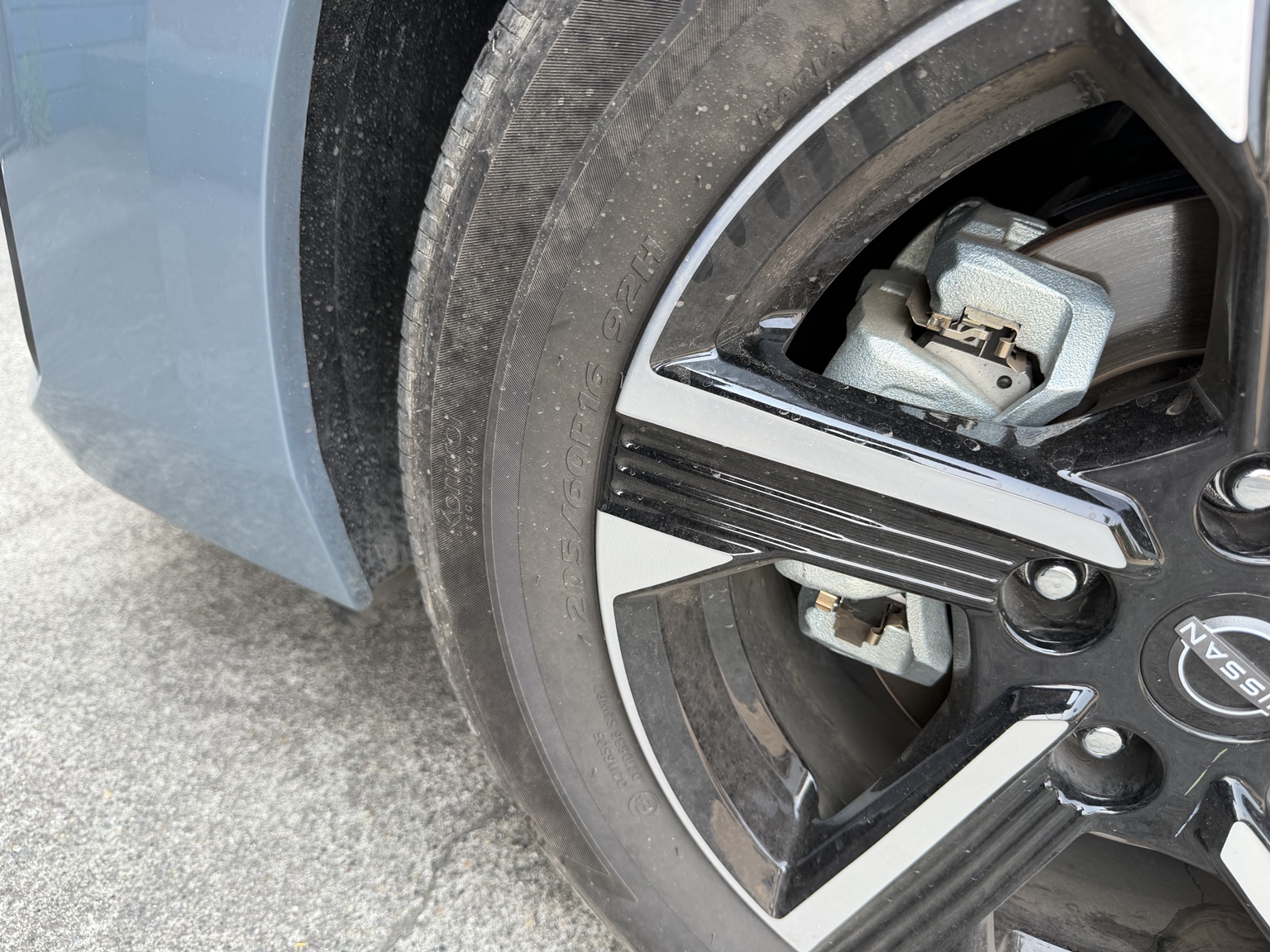 Close-up of a customer vehicle tire and wheel